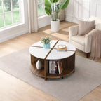 TUYOHW 4-Piece Modular Round Coffee Table,Detachable Storage Cocktail Tables,Modern End Table,2-Tier Sofa Side Table for Living Room