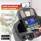 Folding Treadmill w/ 20% Auto Incline, 320 lbs Capacity Treadmill, 5HP Brushless Motor,Smart APP Control, 12mph, Dual HiFi Speakers, Walking Running