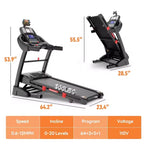 Tapis de course pliable Famistar 5,1 CV pour la maison avec inclinaison automatique de 20 %, capacité de 136 à 181 kg, tapis de course pliable portable, contrôle gratuit de l'application, vitesse de 19 km/h