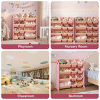 VECELO Étagère de Rangement pour Enfants avec 12 Bacs, Meuble de Rangement en Bois pour Tout-Petits, Grande Capacité pour Livres ou Jouets