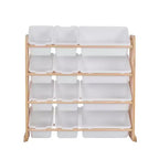 VECELO Étagère de Rangement pour Enfants avec 12 Bacs, Meuble de Rangement en Bois pour Tout-Petits, Grande Capacité pour Livres ou Jouets