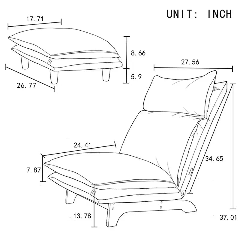 Canapé paresseux Chaise longue de balcon pour salon chambre à coucher, Chaise inclinable pliable, Fauteuil simple, Chaise fonctionnelle
