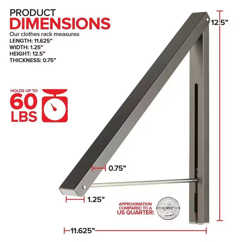 Séchoir à linge mural rétractable et pliable, gris
