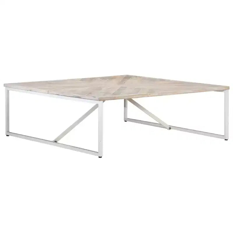 vidaXL Table basse Table d'appoint Table de chevet Salon Canapé Bois massif de manguier - Blanc