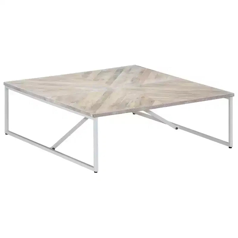 vidaXL Table basse Table d'appoint Table de chevet Salon Canapé Bois massif de manguier - Blanc