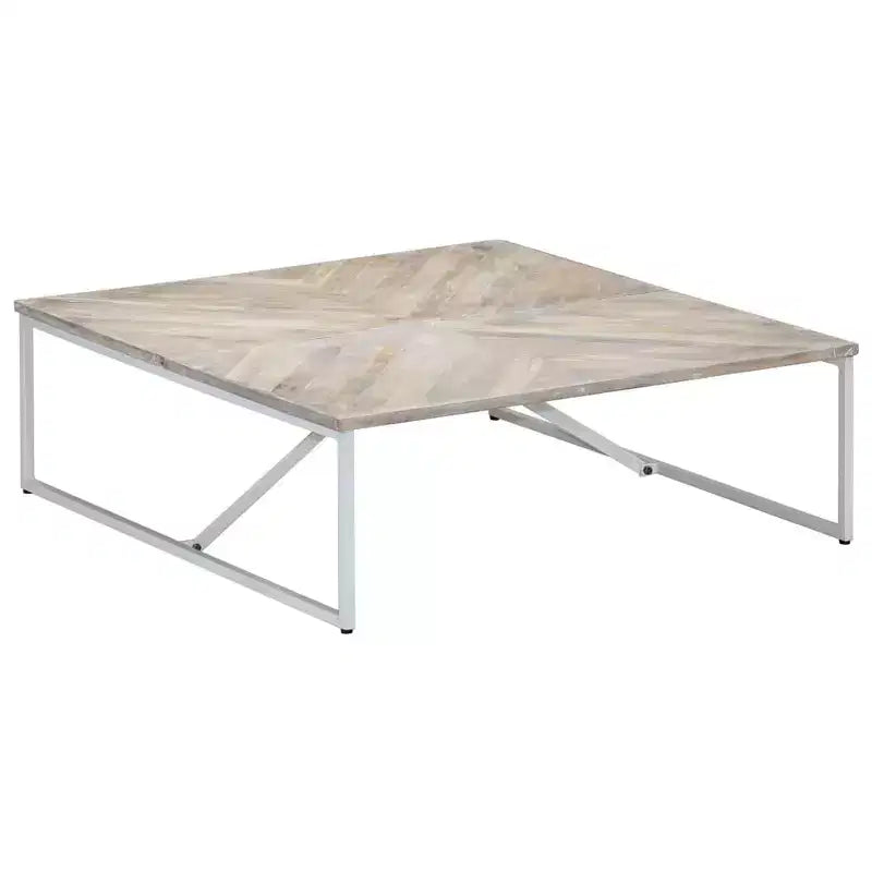 vidaXL Table basse Table d'appoint Table de chevet Salon Canapé Bois massif de manguier - Blanc