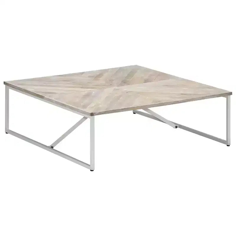 vidaXL Table basse Table d'appoint Table de chevet Salon Canapé Bois massif de manguier - Blanc