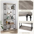 Étagère industrielle en bois à 6 niveaux, étagère ouverte avec cadre métallique, grande étagère de présentation grise pour chambre, salon, bureau