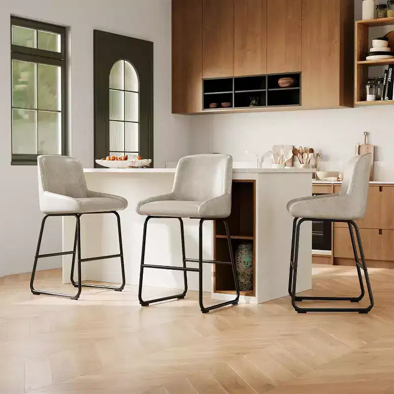 Tabourets de bar en cuir PU GustoWave (lot de 3) pour îlot de cuisine, comptoir