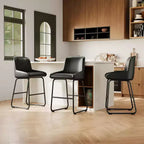 Tabourets de bar en cuir PU GustoWave (lot de 3) pour îlot de cuisine, comptoir