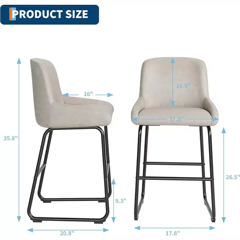 Tabourets de bar en cuir PU GustoWave (lot de 3) pour îlot de cuisine, comptoir