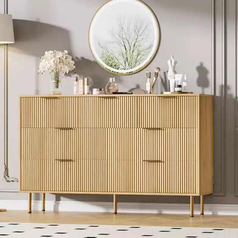 7 Drawers Dresser for Bedroom, Fluted Dresser Chest of Drawers with Handle, Wood Modern Dressers for Closet,Bedroom Storage Organizer for Living Room