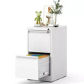 VIYET 28H 2-Drawer White Metal Vertical File Cabinet with Lock, Steel Filing Cabinet for Home Office, Fits A4/Legal/Letter Size