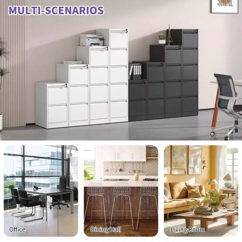 VIYET 28H Classeur vertical à 2 tiroirs en métal blanc avec serrure, armoire de classement en acier pour bureau à domicile, convient aux formats A4/Legal/Lettre