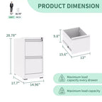 VIYET 28H Classeur vertical à 2 tiroirs en métal blanc avec serrure, armoire de classement en acier pour bureau à domicile, convient aux formats A4/Legal/Lettre