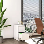 VIYET 28H Classeur vertical à 2 tiroirs en métal blanc avec serrure, armoire de classement en acier pour bureau à domicile, convient aux formats A4/Legal/Lettre