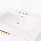 Meuble de salle de bain mural de 122 cm avec 2 vasques et tiroirs, ensemble lavabo-meuble de salle de bain avec rangement, blanc