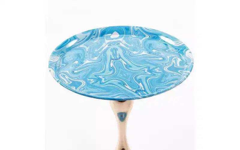 TUYOHW Table d'appoint ronde à pied queue de sirène, Petite table basse en métal antirouille, Table d'appoint polyvalente, Table de chevet pour salon