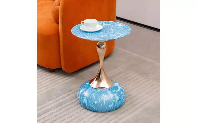 TUYOHW Mermaid Tail Pedestal Round Side Table, Anti-Rust Metal Tray Top Small Coffee Table, Versatile Accent Table, End Table for Living Room
