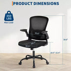 Fauteuil de bureau ergonomique haut de gamme en maille grise - Hauteur réglable, accoudoirs relevables et support lombaire - Siège pivotant confortable pour la maison, le jeu et le travail