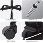Fauteuil de bureau ergonomique haut de gamme en maille grise - Hauteur réglable, accoudoirs relevables et support lombaire - Siège pivotant confortable pour la maison, le jeu et le travail
