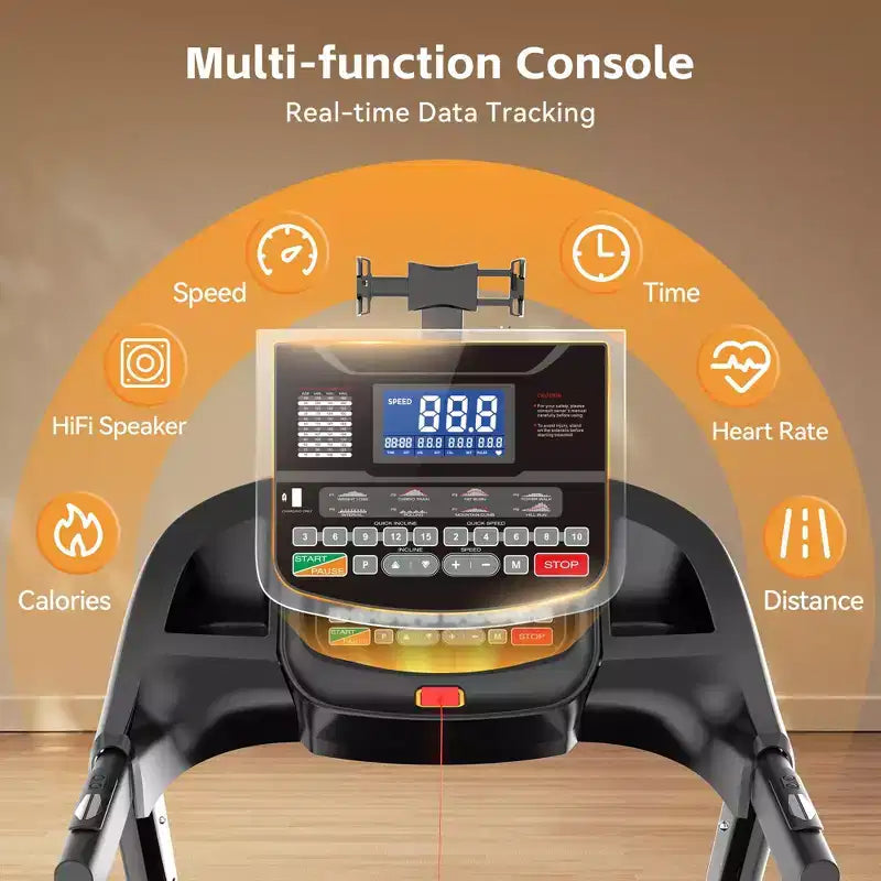 Folding Treadmill with 400lbs Capacity, Treadmill for Home with 20% Incline, Portable Treadmill with APP Control, 64+3+3+1Programs,Space-Saving Design