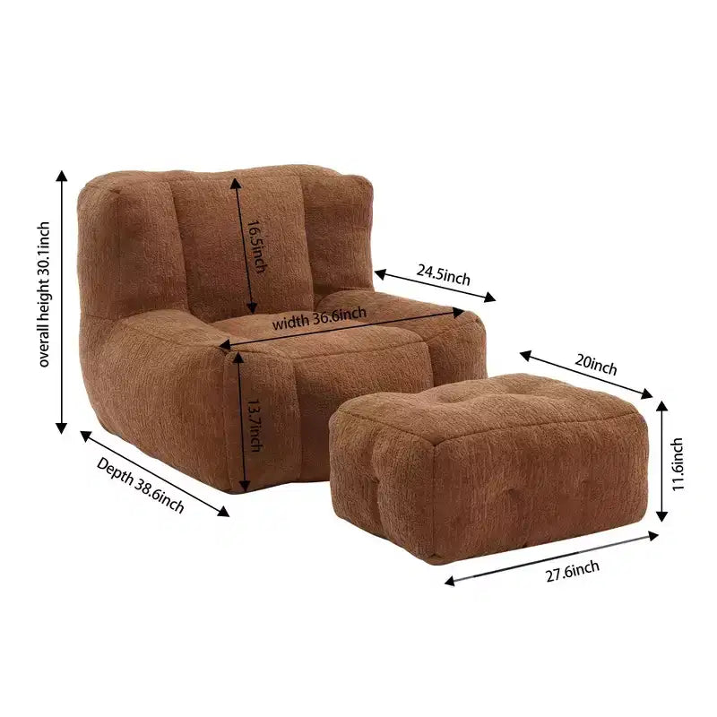 Ensemble fauteuil poire et ottoman TUYOHW, fauteuil de sol en mousse à mémoire de forme pour un confort optimal, fauteuil de salon paresseux pour salle de lecture, salon