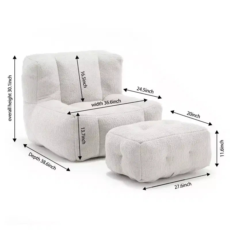 Ensemble fauteuil poire et ottoman TUYOHW, fauteuil de sol en mousse à mémoire de forme pour un confort optimal, fauteuil de salon paresseux pour salle de lecture, salon