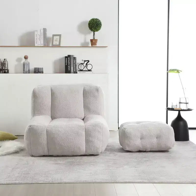 Ensemble fauteuil poire et ottoman TUYOHW, fauteuil de sol en mousse à mémoire de forme pour un confort optimal, fauteuil de salon paresseux pour salle de lecture, salon