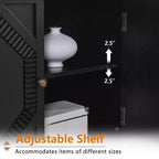 Meuble de buffet TUYOHW, meuble avec accent géométrique symétrique, étagère réglable, poignées en laiton, table console pour salon, cuisine, noir