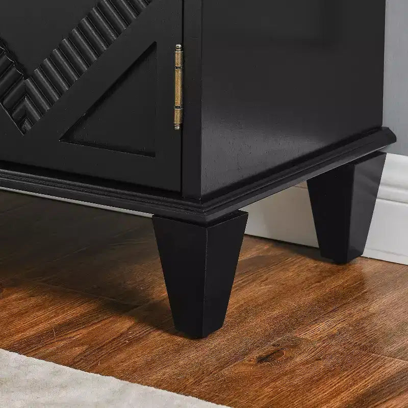 Meuble de buffet TUYOHW, meuble avec accent géométrique symétrique, étagère réglable, poignées en laiton, table console pour salon, cuisine, noir