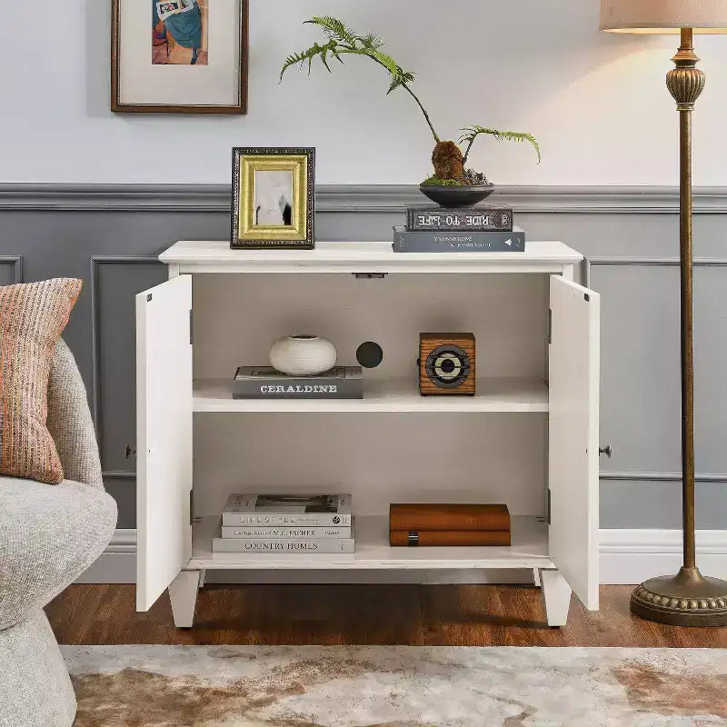 Meuble de buffet TUYOHW, meuble avec accent géométrique symétrique, étagère réglable, poignées en laiton, table console pour salon, cuisine, noir