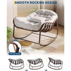 Chaise Œuf à Bascule Intérieure/Extérieure COZONY, Fauteuil Papasan en Rotin avec Coussin Rembourré