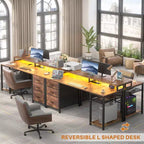 Besiost Bureau d'ordinateur avec tiroirs classeurs, bureau à domicile avec étagères de rangement, support d'écran