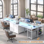 Besiost Bureau d'ordinateur avec tiroirs classeurs, bureau à domicile avec étagères de rangement, support d'écran