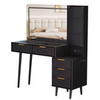 Coiffeuse avec miroir et lumières, table de maquillage cannelée de 122 cm avec plateau en verre, coiffeuse avec 5 tiroirs, commode moderne pour chambre à coucher