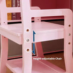 Bureau d'angle pour enfants, ensemble bureau et chaise pour enfants, table d'étude en forme de L pour enfants, tableau d'affichage, étagères ouvertes et armoires de rangement et tiroirs en tissu, blanc