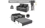 Causeuse convertible 3-en-1, canapé-lit de 142 cm avec porte-gobelets et ports USB, canapé-lit double pour petits espaces, supporte 450 kg, tissu noir