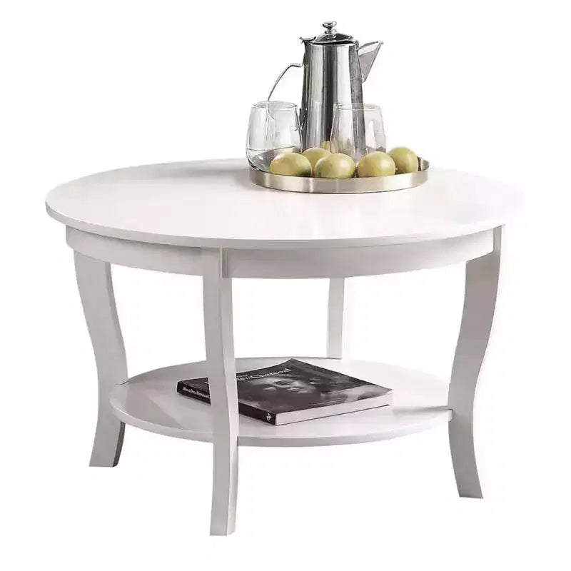 Table basse ronde, table d'appoint à 2 niveaux avec pieds en bois, idéale pour les salons, les chambres, les appartements, les studios ou les réceptions