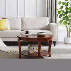 Table basse ronde, table d'appoint à 2 niveaux avec pieds en bois, idéale pour les salons, les chambres, les appartements, les studios ou les réceptions