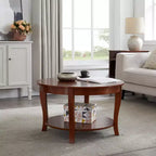 Table basse ronde, table d'appoint à 2 niveaux avec pieds en bois, idéale pour les salons, les chambres, les appartements, les studios ou les réceptions