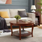 Table basse ronde, table d'appoint à 2 niveaux avec pieds en bois, idéale pour les salons, les chambres, les appartements, les studios ou les réceptions
