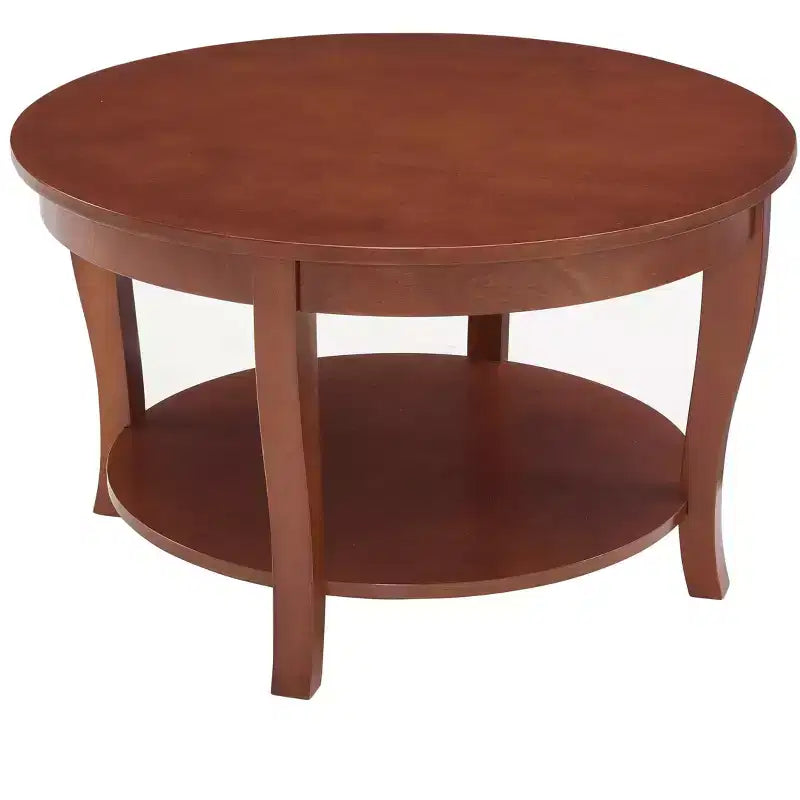 Table basse ronde, table d'appoint à 2 niveaux avec pieds en bois, idéale pour les salons, les chambres, les appartements, les studios ou les réceptions