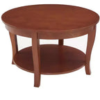 Table basse ronde, table d'appoint à 2 niveaux avec pieds en bois, idéale pour les salons, les chambres, les appartements, les studios ou les réceptions