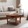 Round coffee table, 2-tier side table with wooden legsideal for living rooms, bedrooms, apartments, studios, or reception areas