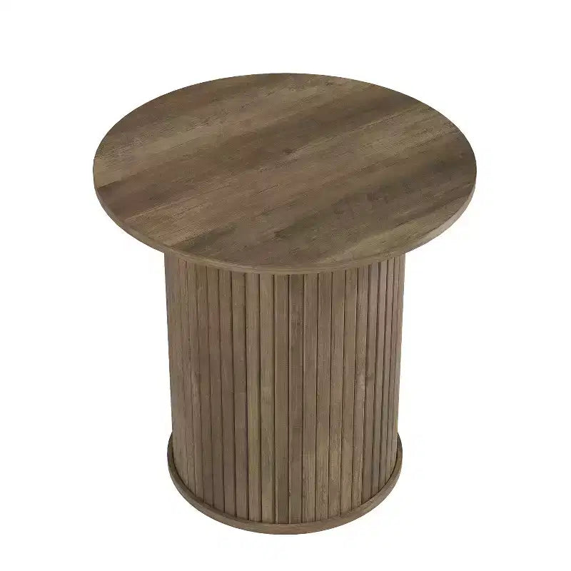 Galano Lot de 2 tables d'appoint rondes à piédestal cannelé 55,1 cm L x 55,1 cm P x 55,6 cm H