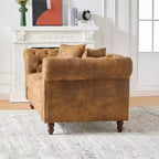 Canapé Chesterfield traditionnel 3 places avec accoudoirs roulés et cadre en bois, canapé d'appoint en similicuir pour salon ou pièce de vie - Panipeachy