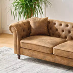 Canapé Chesterfield traditionnel 3 places avec accoudoirs roulés et cadre en bois, canapé d'appoint en similicuir pour salon ou pièce de vie - Panipeachy