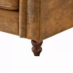 Canapé Chesterfield traditionnel 3 places avec accoudoirs roulés et cadre en bois, canapé d'appoint en similicuir pour salon ou pièce de vie - Panipeachy