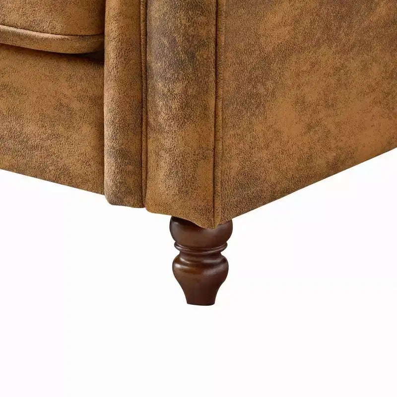 Canapé Chesterfield traditionnel 3 places avec accoudoirs roulés et cadre en bois, canapé d'appoint en similicuir pour salon ou pièce de vie - Panipeachy